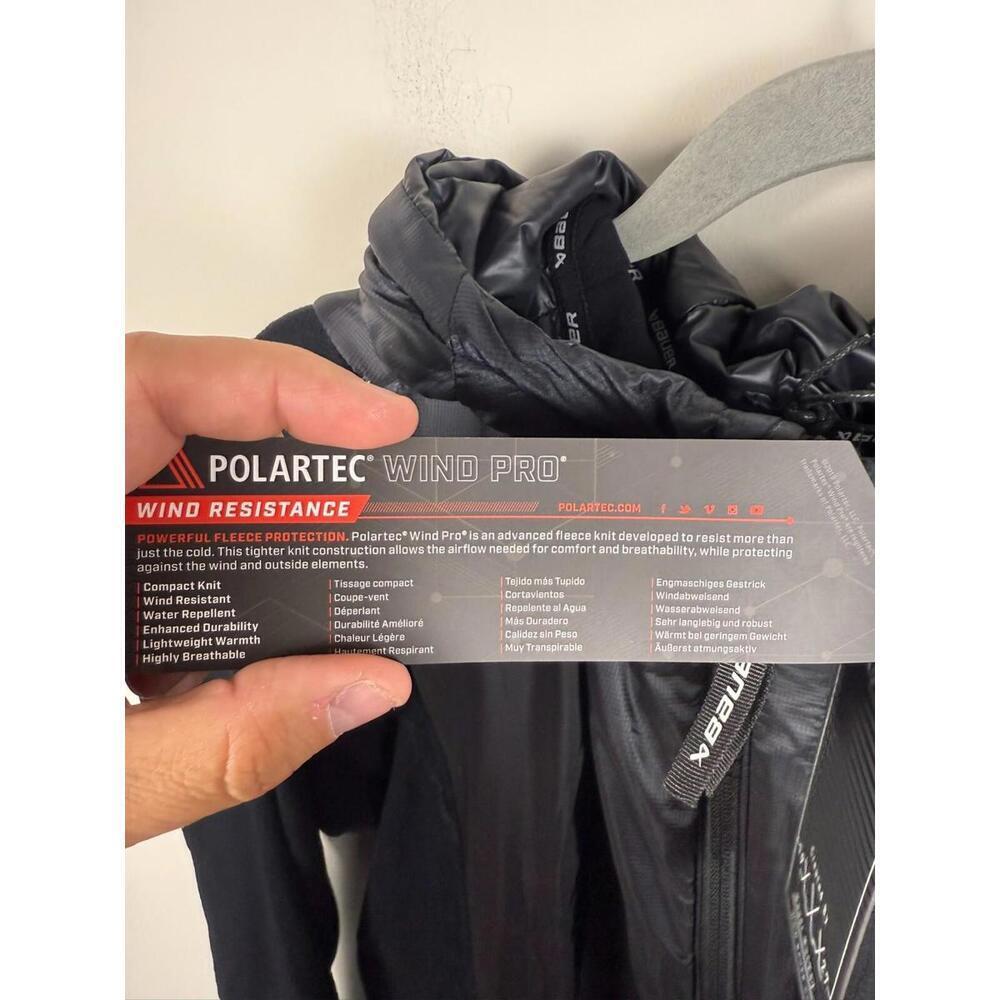 NWT Bauer Hockey FLC Polartech Full Zip Hooded Jacket Black (MULTIPLE SIZES) - Picture 2 of 4